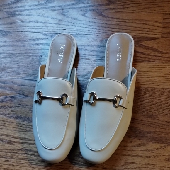 J. Crew Shoes - J. Crew Women's Cream Mules with Silver Accents